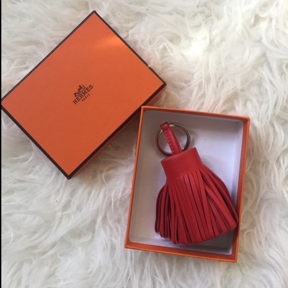 ✨Hermes✨ Rouge Swift Leather Carmen Key Ring - Picture 2 of 2